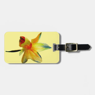 Étiquette À Bagage Aquarelle jonquille jaune art Fleur de printemps
