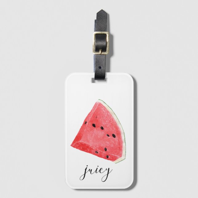 Étiquette À Bagage Aquarelle Juicy Watermelon Wedge (Devant Vertical)