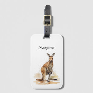 Étiquette À Bagage aquarelle kangourou personnalisable