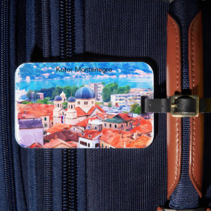 Étiquette À Bagage Aquarelle Kotor Montenegro