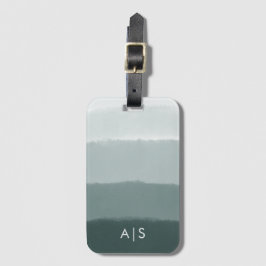 Étiquette À Bagage Aquarelle monogramme chic ombre d'épicéa limé