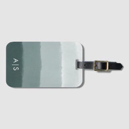 Étiquette À Bagage Aquarelle monogramme chic ombre d'épicéa limé