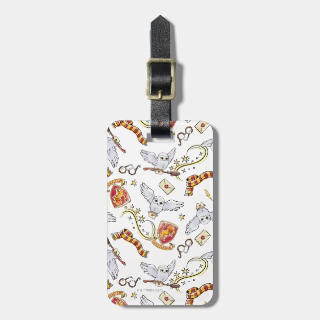 Étiquette À Bagage Aquarelle motif GRYFFINDOR™ Hedwig (Devant Vertical)