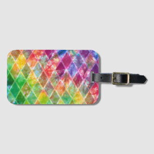 Étiquette À Bagage Aquarelle Neon Tie Dye Jacquard Arlequin