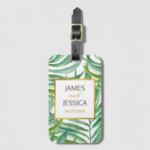 Étiquette À Bagage Aquarelle Palm Feuilles mariage personnalisé Faveu