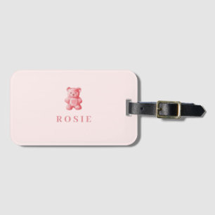 Étiquette À Bagage Aquarelle personnalisée Cute rose Gummy Ours