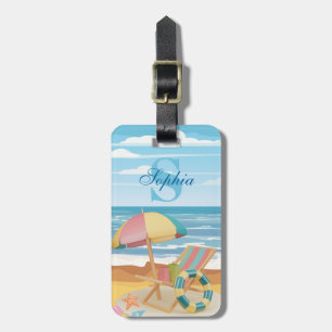 Étiquette À Bagage Aquarelle personnalisée Plage Océan Voyage à thème