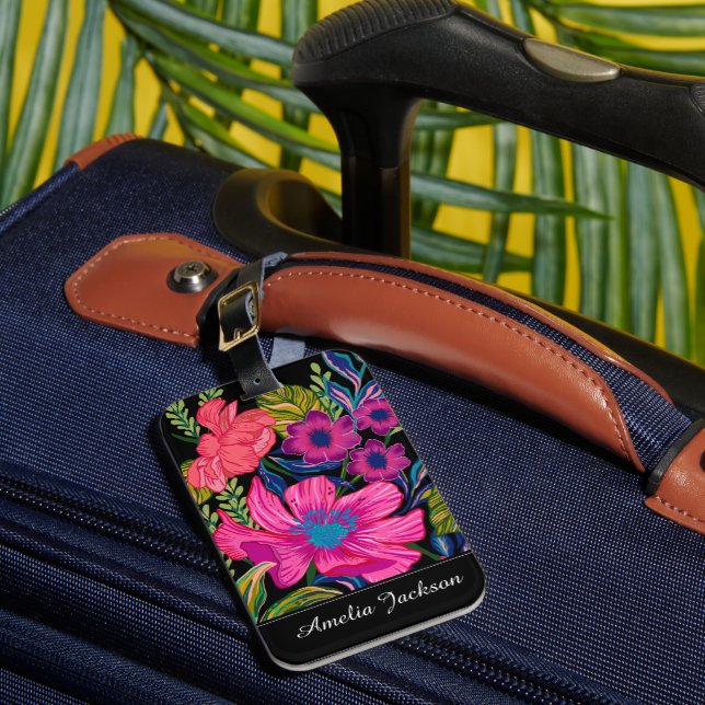 Étiquette À Bagage Aquarelle poitrine florale Monogramme (Insitu Rectoal 1)