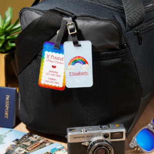 Étiquette À Bagage Aquarelle Rainbow School Sport Bagage sac étiquett