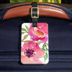 Étiquette À Bagage Aquarelle rose Fille personnalisée