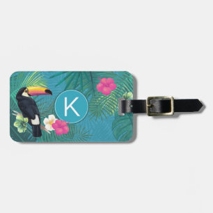 Étiquette À Bagage Aquarelle Tropical avec Toucan M. & Mme Turquoise 
