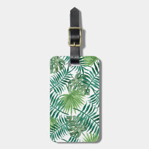 Étiquette À Bagage Aquarelle tropicale de palmettes