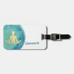 Étiquette À Bagage Aquarelle turquoise or YOGA instructeur de méditat