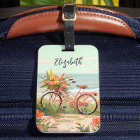 Aquarelle vintage Florale Vélo de plage tropicale