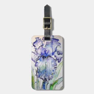 Étiquette À Bagage Aquarelle violette Iris Art Anniversaire Marine Bl