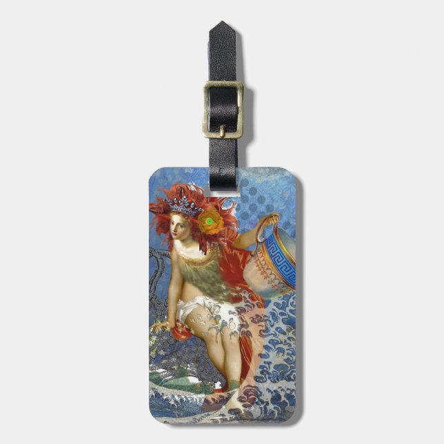 Étiquette À Bagage Aquarius Mermaid Gothic Blue Art (Devant Vertical)