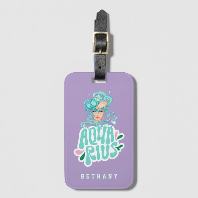 Étiquette À Bagage Aquarius Nom personnalisé Anniversaire Cadeau (Devant Vertical)