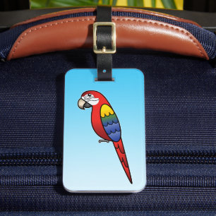 Étiquette À Bagage Ara perroquet oiseau Macaw cartoon écarlate