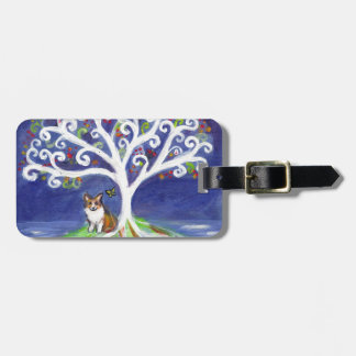Étiquette À Bagage Arbre d'amour spirituel de papillon de corgi