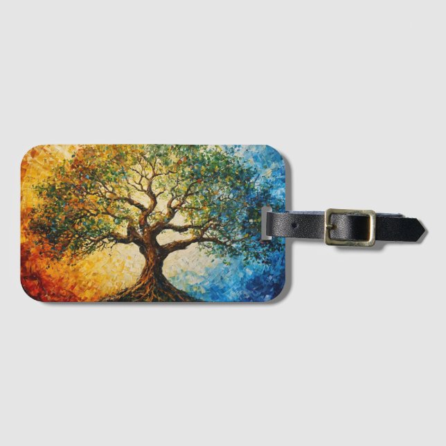Étiquette À Bagage Arbre de connaissances - Peinture à l'huile (Devant Horizontal)