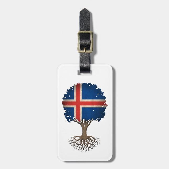 Étiquette À Bagage Arbre de drapeau de la vie islandais (Devant Vertical)