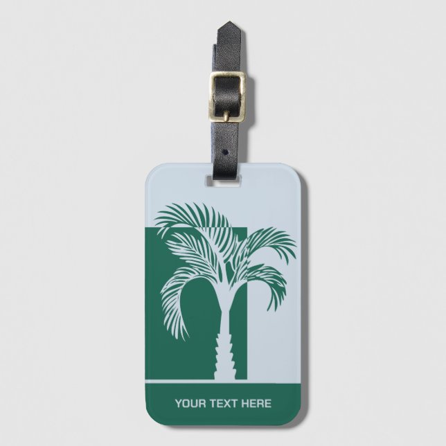 Étiquette À Bagage Arbre de palmes Tropical Texte Personnalisé (Devant Vertical)