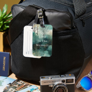 Étiquette À Bagage Arbres verts en or avec oiseaux Noël