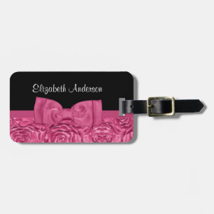 Étiquette À Bagage Arc chic floral de rose assez de rose et de noir