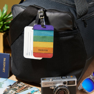 Étiquette À Bagage Arc en arc-en-ciel de texte personnalisé