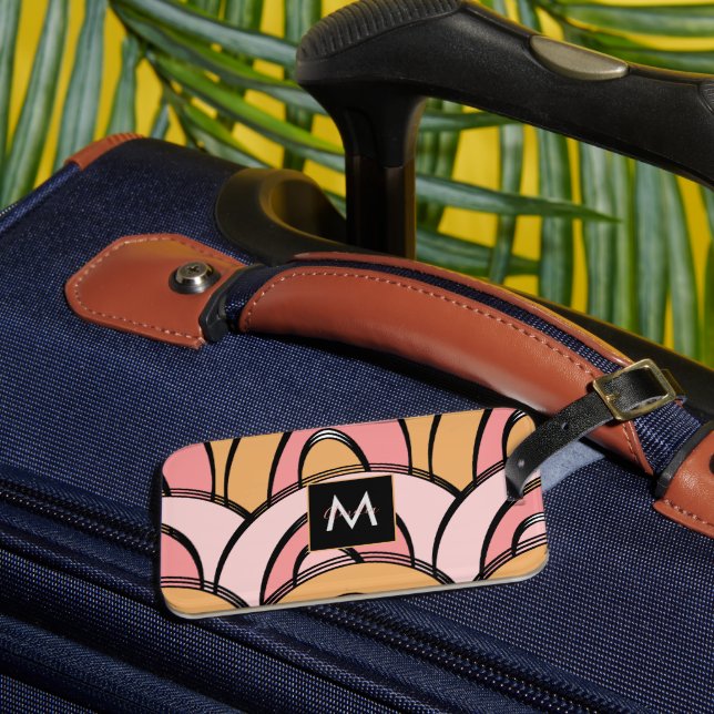 Étiquette À Bagage Arc-en-ciel Groovy Motif Orange Rose (Insitu Rectoal 3)