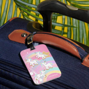 Étiquette À Bagage Arc en ciel rose magique 🦄 licornes