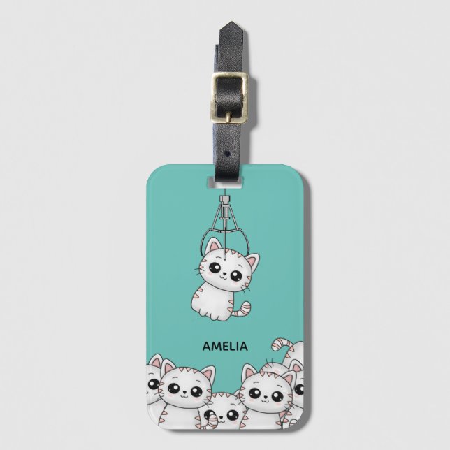 Étiquette À Bagage Arcade Claw Cute Kitten Grabber Personnalisé (Devant Vertical)