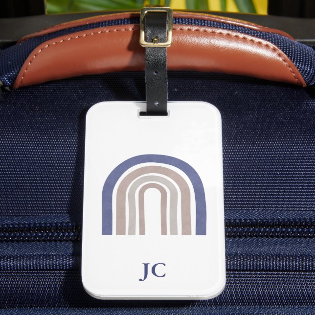 Étiquette À Bagage Arches du milieu du siècle - Bleu et Beige (Insitu Rectoal 2)