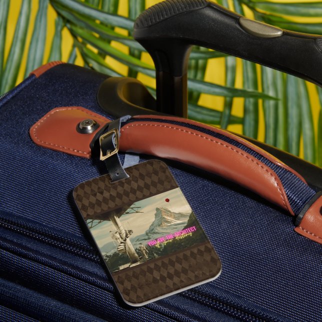 Étiquette À Bagage Architecte de votre destination Collage surréalist (Insitu Rectoal 1)