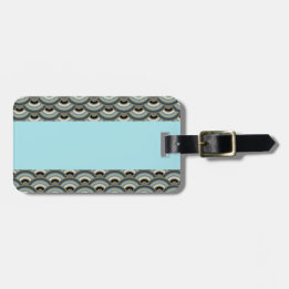 Étiquette À Bagage Ardoise et bleu clair Motif de courbe Art Déco