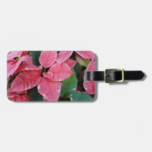 Étiquette À Bagage Argent Star Marbre Poinsettias Pink Holiday Floral