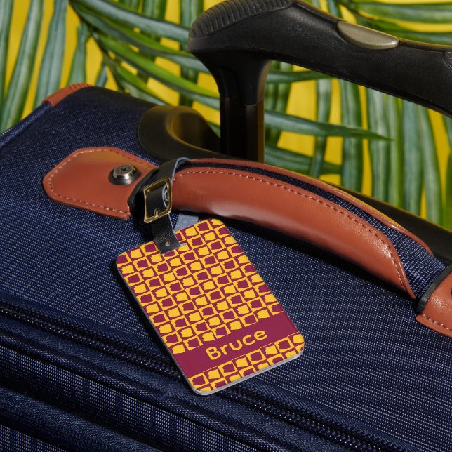 Étiquette À Bagage Arizona Maroon and Gold Pattern Personalize (Insitu Rectoal 1)