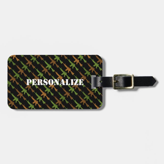Étiquette À Bagage Arme de style militaire Camouflage GI Fusil Cool N (Devant horizontal)