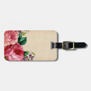 Étiquette À Bagage Arrière - plan de style vintage avec fleurs rustiq