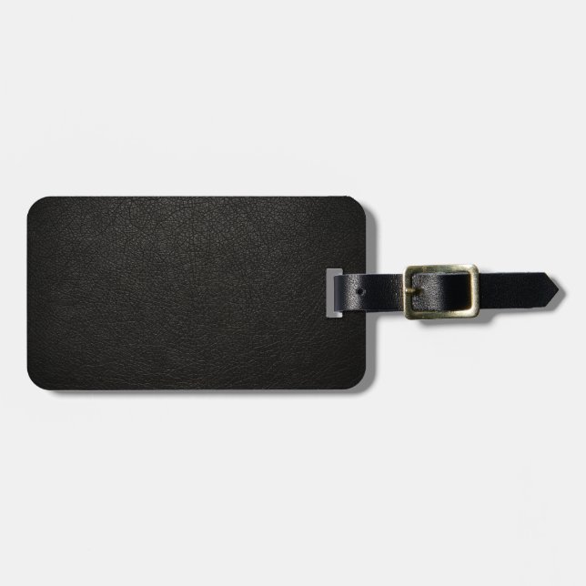 Étiquette À Bagage Arrière - plan en cuir noir (Devant horizontal)