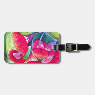 Étiquette À Bagage Art de l'aquarelle australienne à fleurs rouges