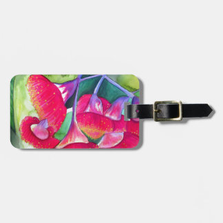 Étiquette À Bagage Art de l'aquarelle australienne à fleurs rouges
