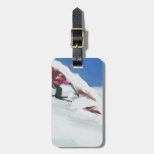 Étiquette À Bagage Art de montagne de neige de ski