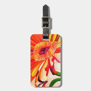 Étiquette À Bagage Art de peinture à l'aquarelle de fleurs de Gerbera