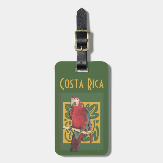 Étiquette À Bagage Art de perroquet du Costa Rica (Devant Vertical)