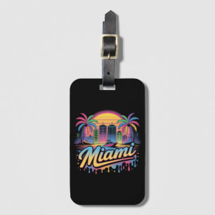 Étiquette À Bagage Art de voyage vaporwave rétro coloré Miami