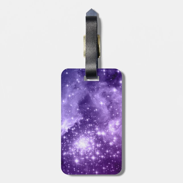 Étiquette À Bagage Art des étoiles célestes de la magie violette (Dos Vertical)