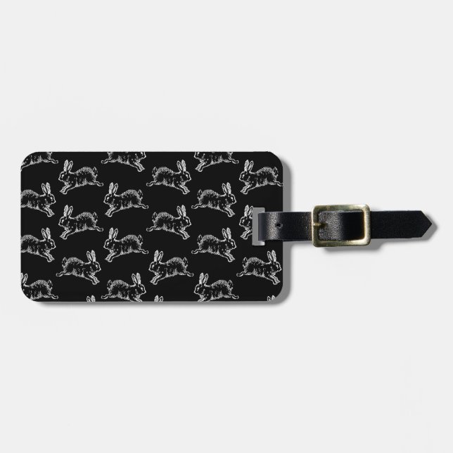 Étiquette À Bagage Art mignon de lapin de motif d'impression de (Devant horizontal)