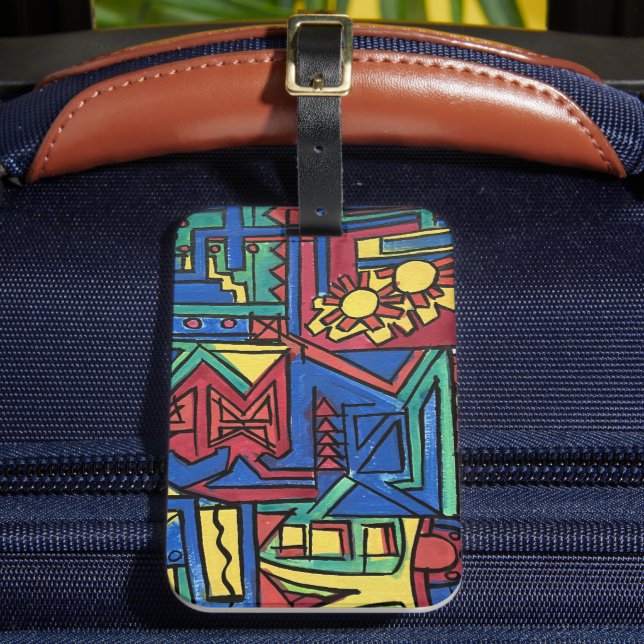Étiquette À Bagage Art Moderne Peint À Main Haute (Insitu Rectoal 2)
