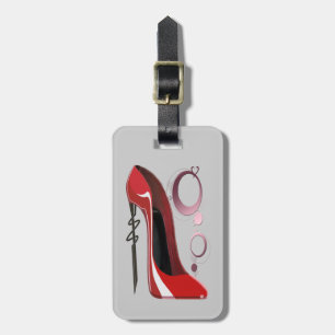 Étiquette À Bagage Art stylet rouge et bracelets de chaussure
